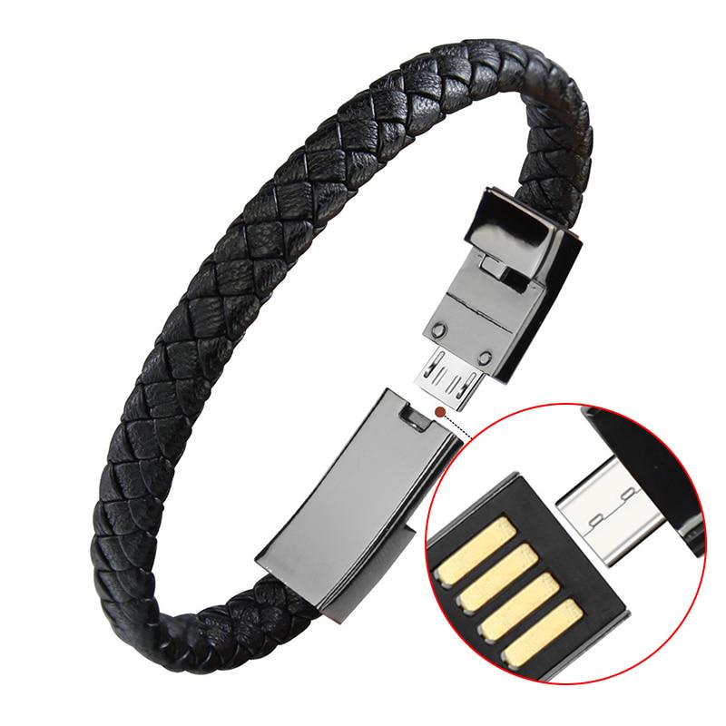 Type-C / Lightning / Micro USB přenosný kožený náramek nabíječka datový nabíjecí kabel synchronizační linka pro iPhone ipad Samsung Huawei Xiaomi Redmi oppo vivo
