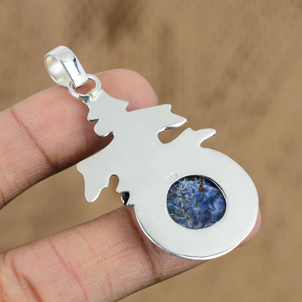 Wedding Gift For Her 925 Sterling Silver Natural Sodalite Gemstone Pendant