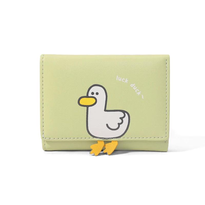 Creative Cartoon Luck Duck Design Women Wallet PU Leather Card Holder Short Fold Wallets Purse