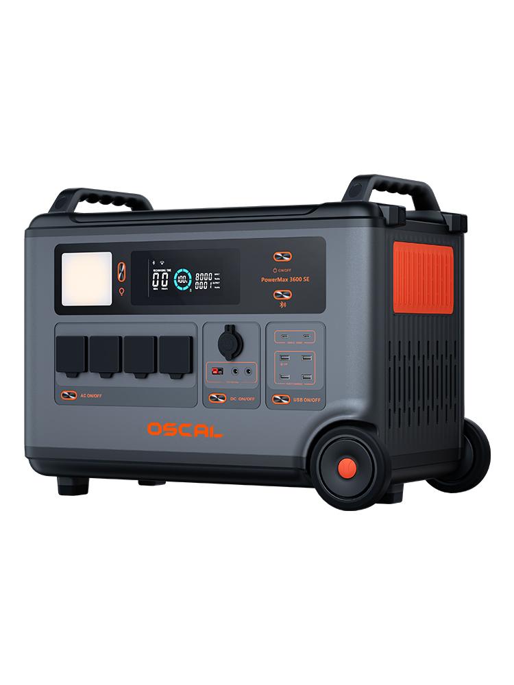 Stazione di Alimentazione Rugged Portatile Oscal PowerMax 3600SE, Generatore Solare 3600W Batteria LiFePO4 3600Wh, Controllo Smart tramite App per Casa, Esterno, Campeggio