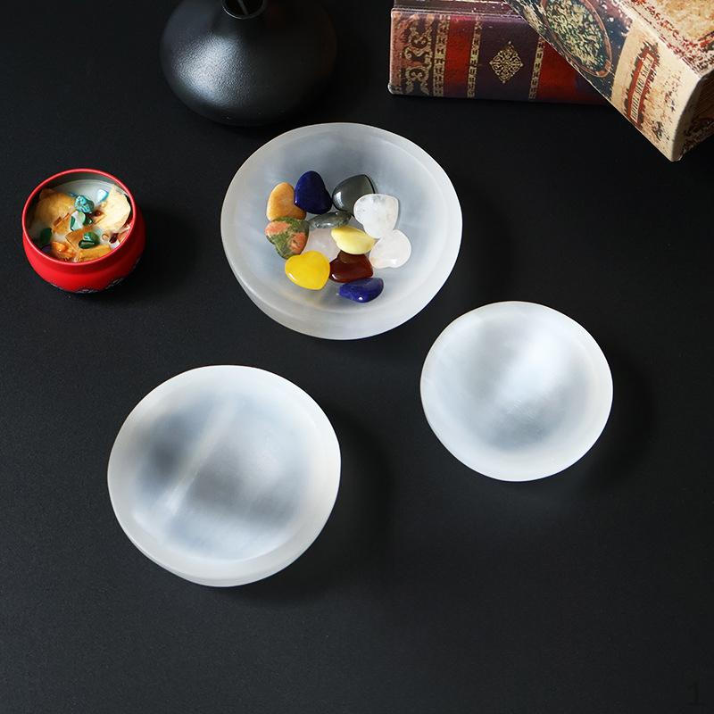 

Selenite Bowl Cleaning Crystal Jewelry Box Container Meditation Ornament Suitable for 8cm