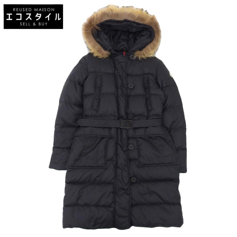 MONCLER MONCLER MESSINA fur hood down coat for women, black, 0 coat 0 blackUsed