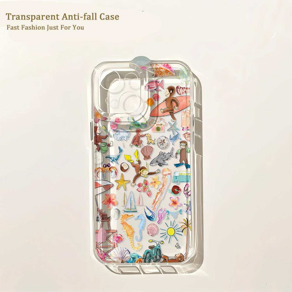 Tongue Sticking Monkey Phone Case For iPhone 17 16 16e 15 14 13 12 11 Mini Pro Max X XR XSMax 8 Air Plus Transparent Back Cover