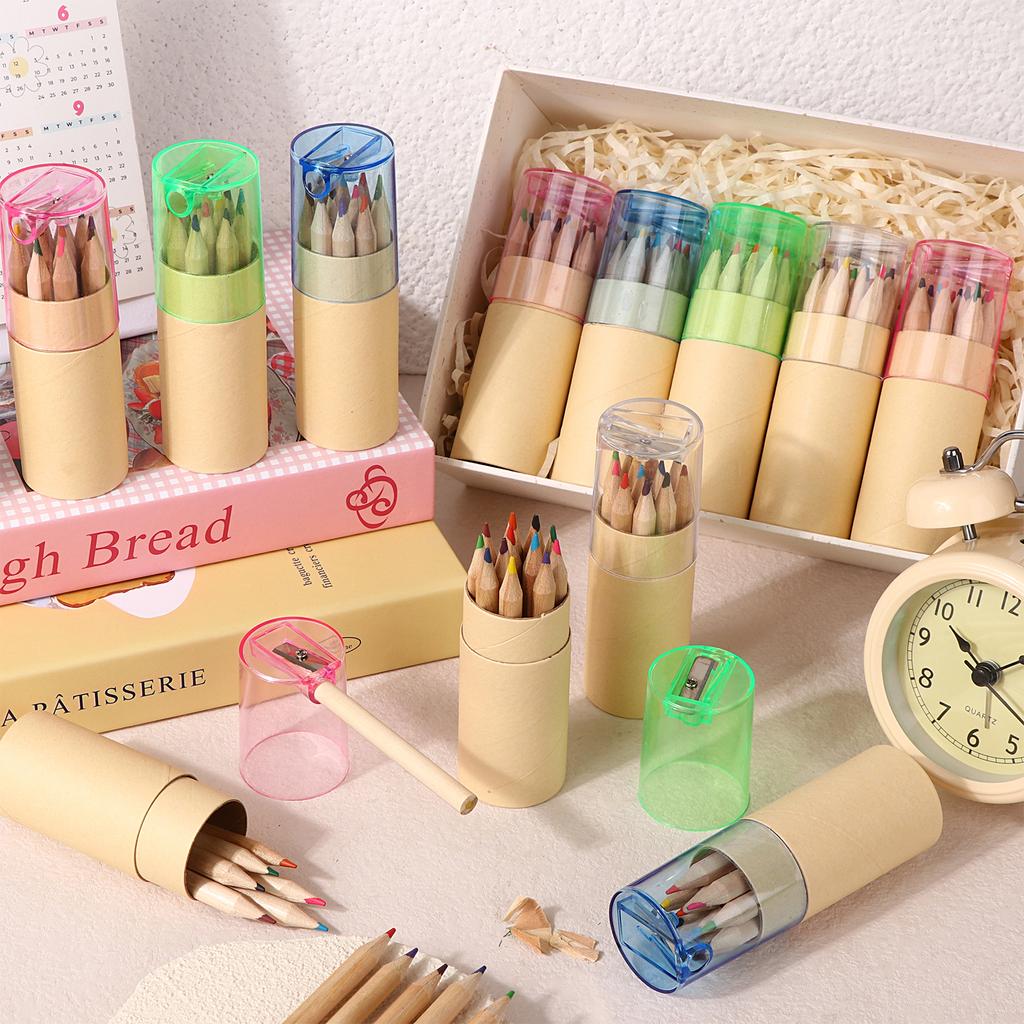 40 Pack Mini Drawing Colored Pencils With Sharpener 12 Color Mini Drawing Pencils Set 3.3Inch Short Fat Color Pencils In Tube Co