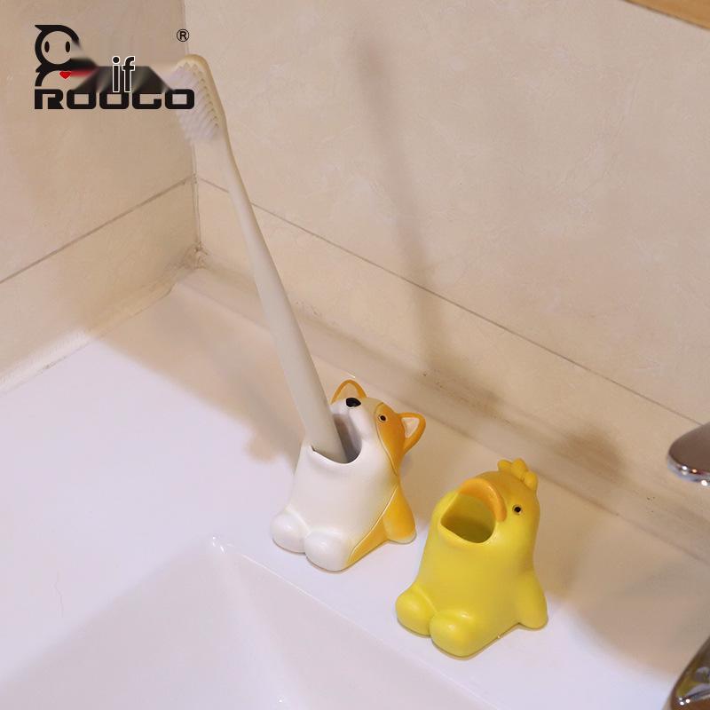 Charming Cartoon Animal Toothbrush Holder - Decorative Bathroom Rack and Storage Ornament