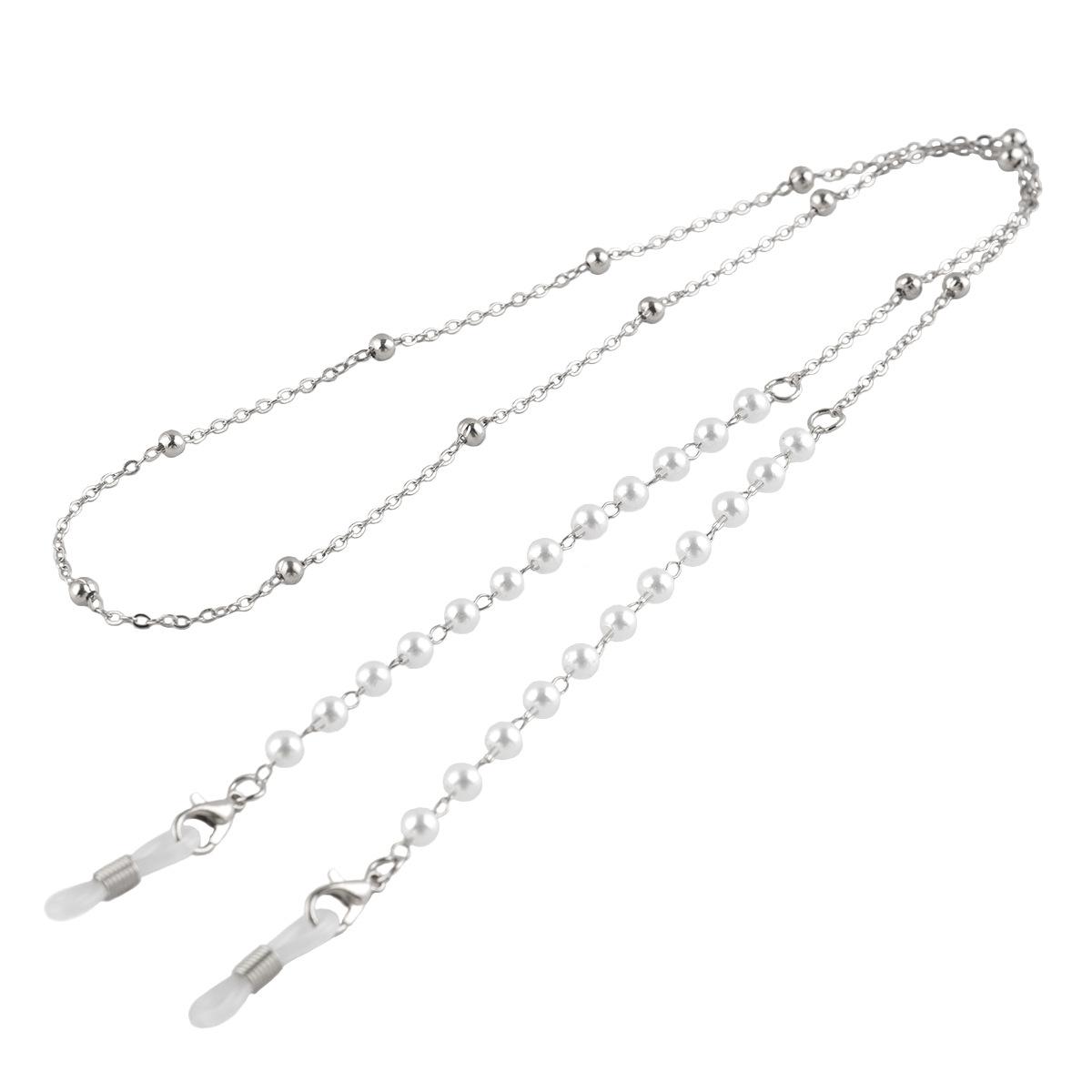 

Белая цепочка из бисера, солнцезащитные очки, ремни, ремешки, металлическая цепочка, стиль сращивания, цепочка, очки, держатель для подвешивания, шнур, ремешок