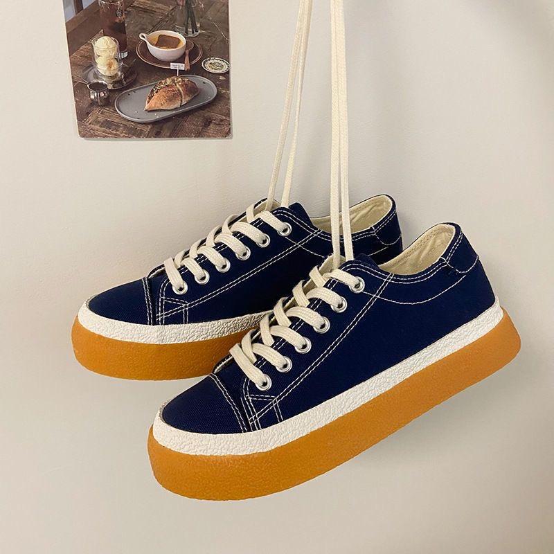 Парусиновая обувь на толстой подошве и бархатные студенческие осенне-зимние женские — фото 8