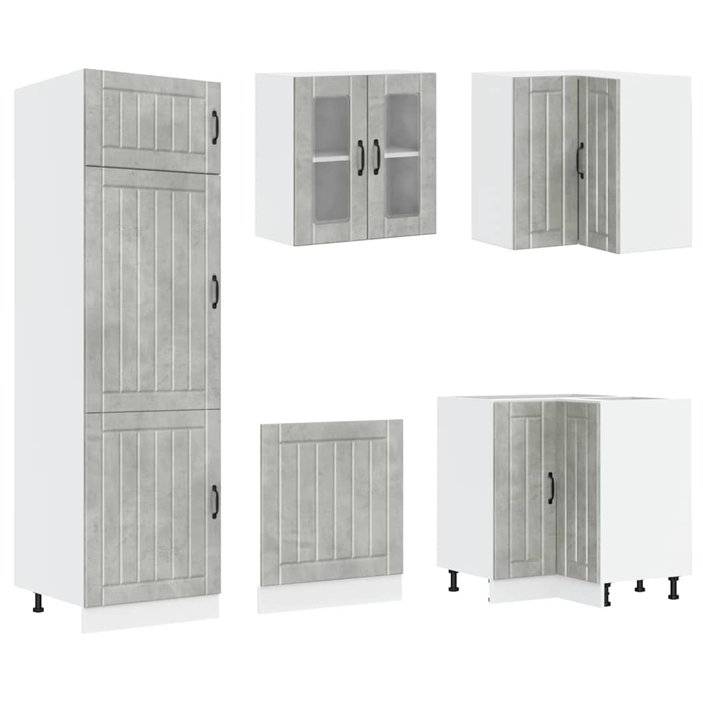 14 Piece Kitchen Cabinet Set Lucca Concrete Grey Wood Based Material