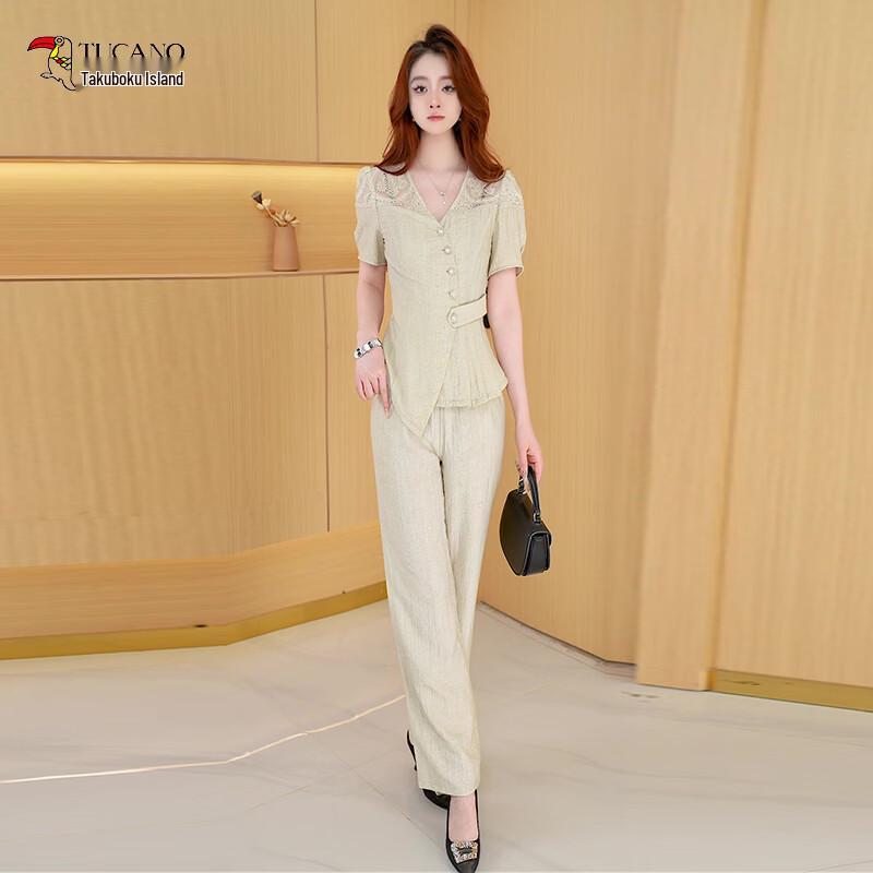 

Woodpecker Women s Casual Wide-Leg Pants Two-Piece Set 2XL