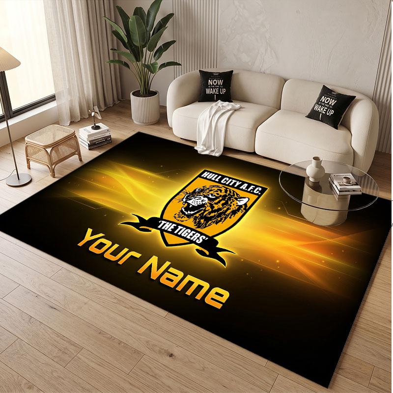 Custom Rug Hull City Pattern Print Name Text Soft Non‑Slip Floor Carpet for Home Indoor Decoration