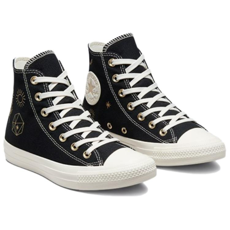 Converse Chuck Taylor All Star High Golden Elements Women Sneakers Black Light-Gold Egret A02209C