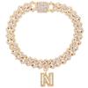 Bling Iced Out A-Z Letter Initial Cuban Link Chain Anklets For Women Hip Hop Chunky Cuban Anklet Bracelet Beach Barefoot Jewelry