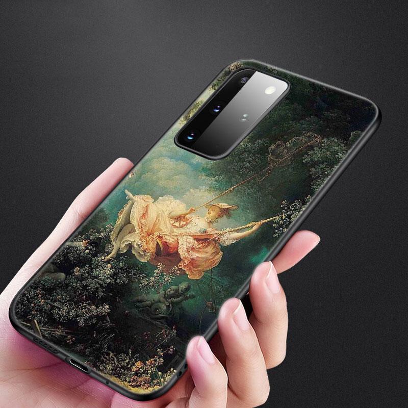 Pouzdro na telefon s renesanční uměleckou malbou pro Samsung Galaxy S22 Pro S21 S20 Ultra FE S10 Lite 5G S10E S9 S8 Plus Měkký TPU Černý kryt