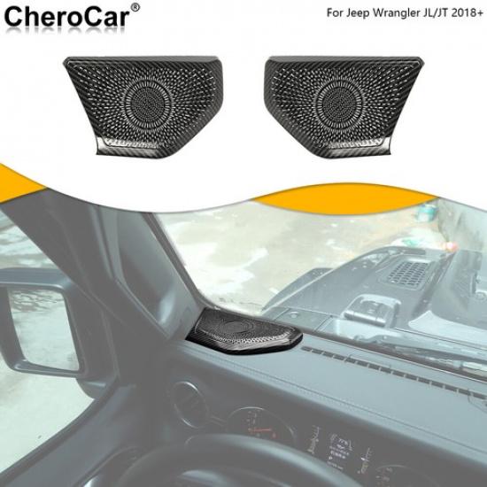 Interior A-Pillar Speaker Panel Cover Carbon Fiber For 2018+ Jeep Wrangler JL JT