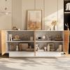 Sideboard, Living Room Cabinet, Geometric Groove Structure, 4 Doors, 2 Separate Storage Spaces, Height-Adjustable Shelves