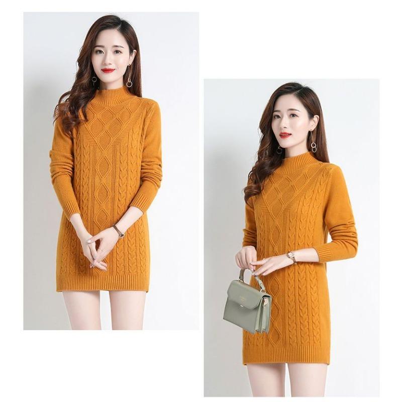 Autumn Winter Mid-length Sweater Long Bottoming Shirt New Mother Middle-aged Elderly Hip-covering