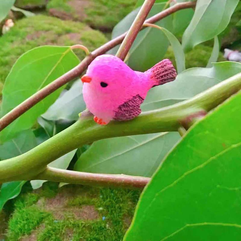 4Pcs Cartoon Colorful Fly Bird Sparrow Small Statue Miniature Figurine Ornament