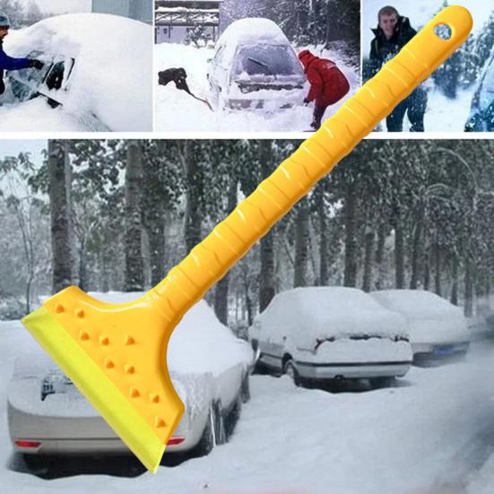Snow Shovel Ice Scraper Car Windshield Lightweight Snow Scraper with Rubber Edges De-Icing Grooves