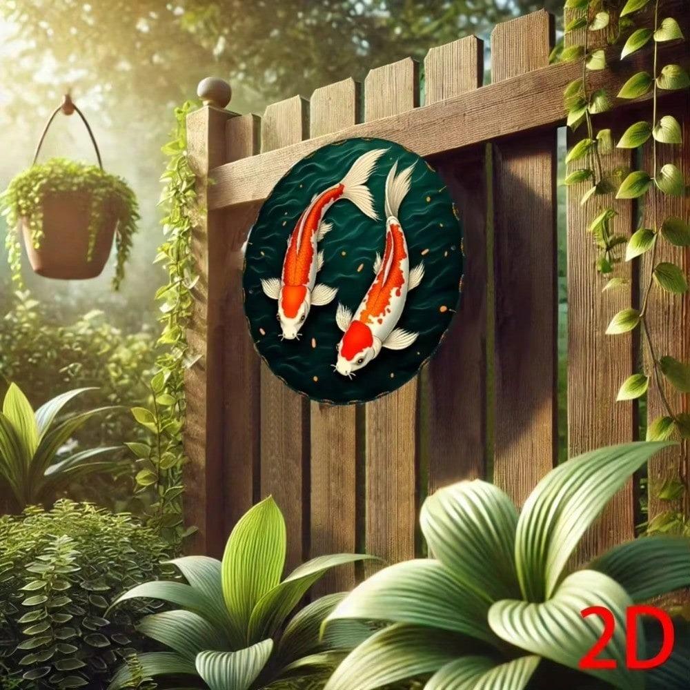 Vintage Metal Wall Art Asian Style Round Home Decor Living Room Bedroom Office