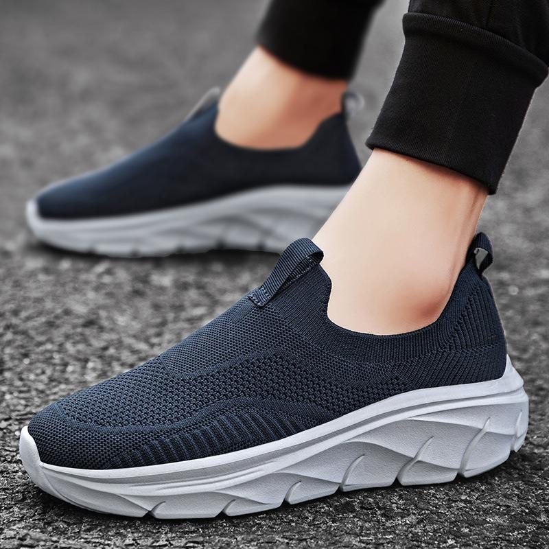 Fashion Men's Shoes Summer Breathable Mesh Canvas Shoes Fashion Platform Shoes Lightweight Sneakers for Men Comfortable Slip-On Loafers