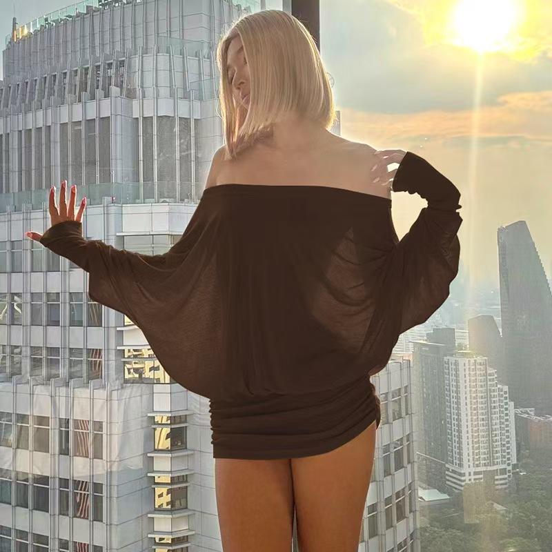 2026 Spring European-Style Sexy One-Shoulder Strapless Bodycon Dress