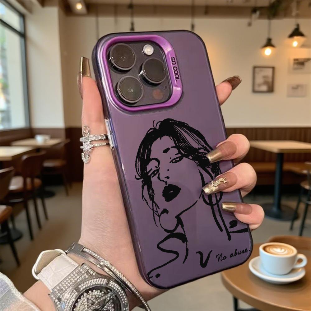 Ink Sketch of Woman Hard Phone Case for Iphone 16 15 14 13 12 11 Pro Max Mini Shockproof Anti-Scratch Protective Cover
