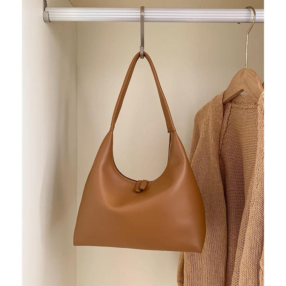 Brown Bags Ladies Commuter Large Capacity One Shoulder Underarm Bag Autumn Winter Vintage Soft Leather Holder