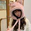 Furry Pig Ear Hat for Adult Teens Plush Earflap Hat for Shopping Skiing Windproof Beanies Hat for Cold Weather Headwear