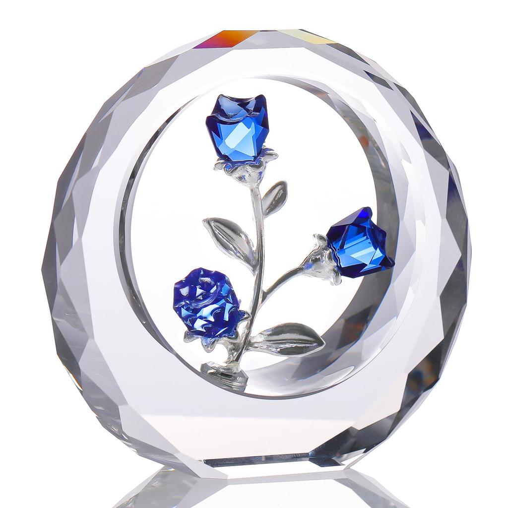 Crystal Blue Rose Birthday Gift for Popular K9 Crystal Rose Bouquet of Rose Wedding Anniversary Wedding Day Gift for Flower That Will Not Wither