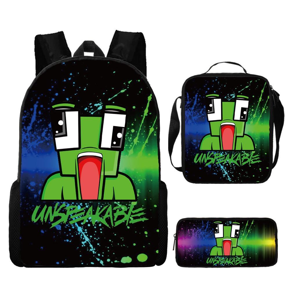 Froschkopf-Schultasche, Grundschulkinder, große Kapazität für Klassenstufenschüler, Grund- und Sekundarschüler, Rucksack dreiteiliges Set