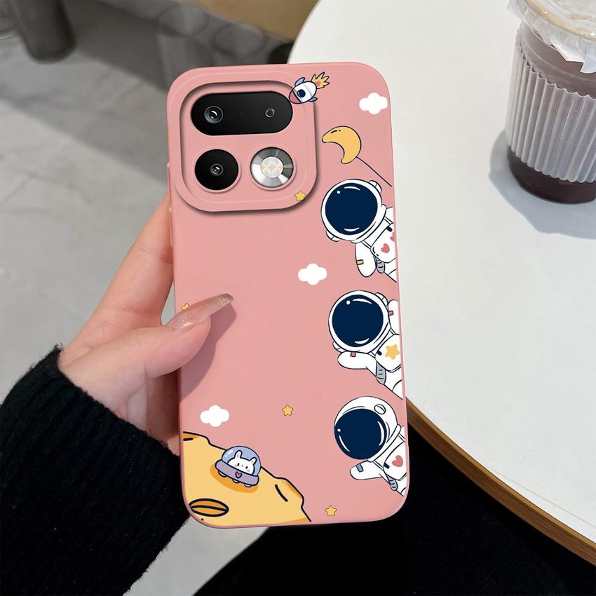 For Oppo Realme 16 15 14 Pro Plus OPPO Reno 15 Pro A6X A83 A79 A78 A96 A95 A94 A93 A92 A91 Phone Case Lovely Astronaut Soft Liquid Silicone Back Cover
