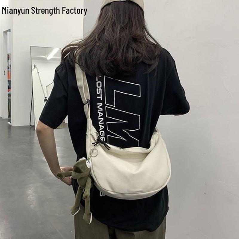 Unisex Trendy Canvas Crossbody Bag: Hip Hop, Japanese, Casual & Versatile Design for Students