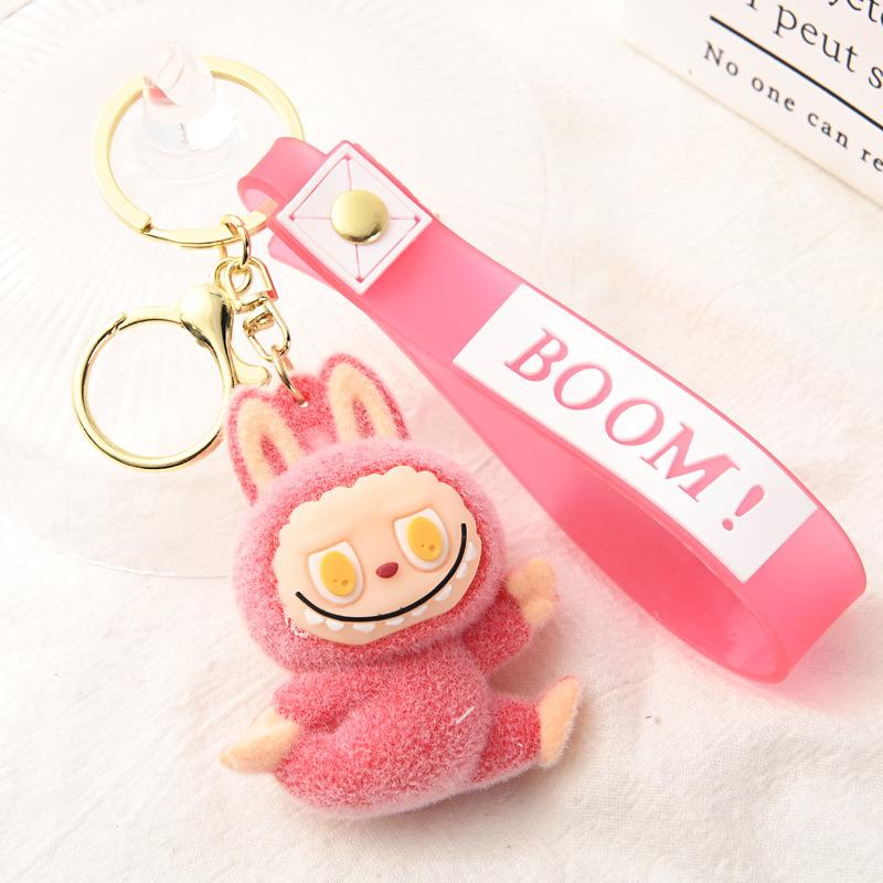 Flocking Yoga Keychain Small Pendant Cartoon Cute Doll Keychain Small Gift