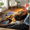 1pc Brave Lion Pattern Area Rug, Anti Slip Non Shedding Stain Resistant Carpet