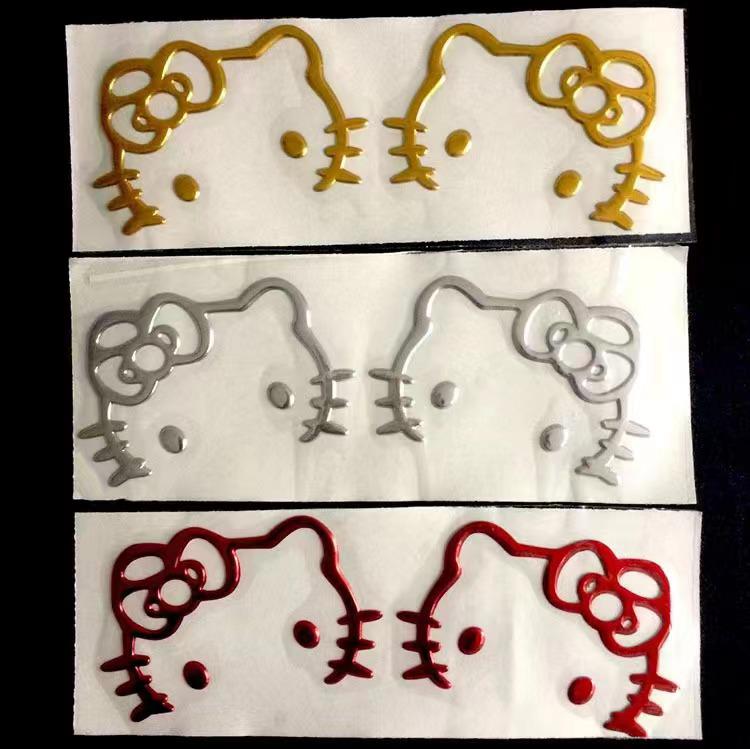 Kitty 3D Cartoon Silver PVC Sticker for Phone, Computer, Car