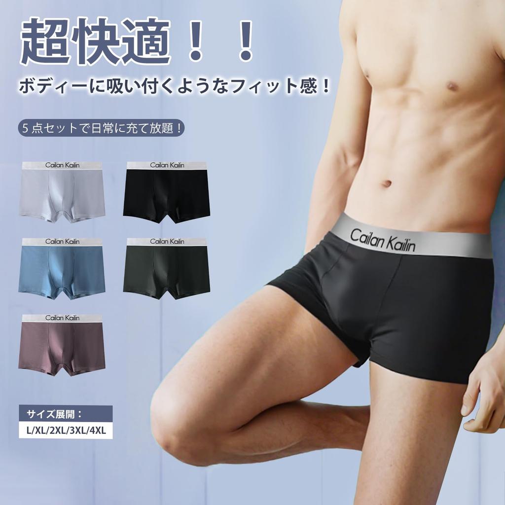 Aibso Men's Boxer Briefs, 5-Piece Set, Front Closure, Moisture-Wicking, Quick-Drying, Stretchy, Comfortable, 3D Molded, Low-Rise