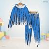 Kids Boys Girls Hooded Long Sleeve Striped Printed Sweatshirt Cuffed Pants Two Piece Set