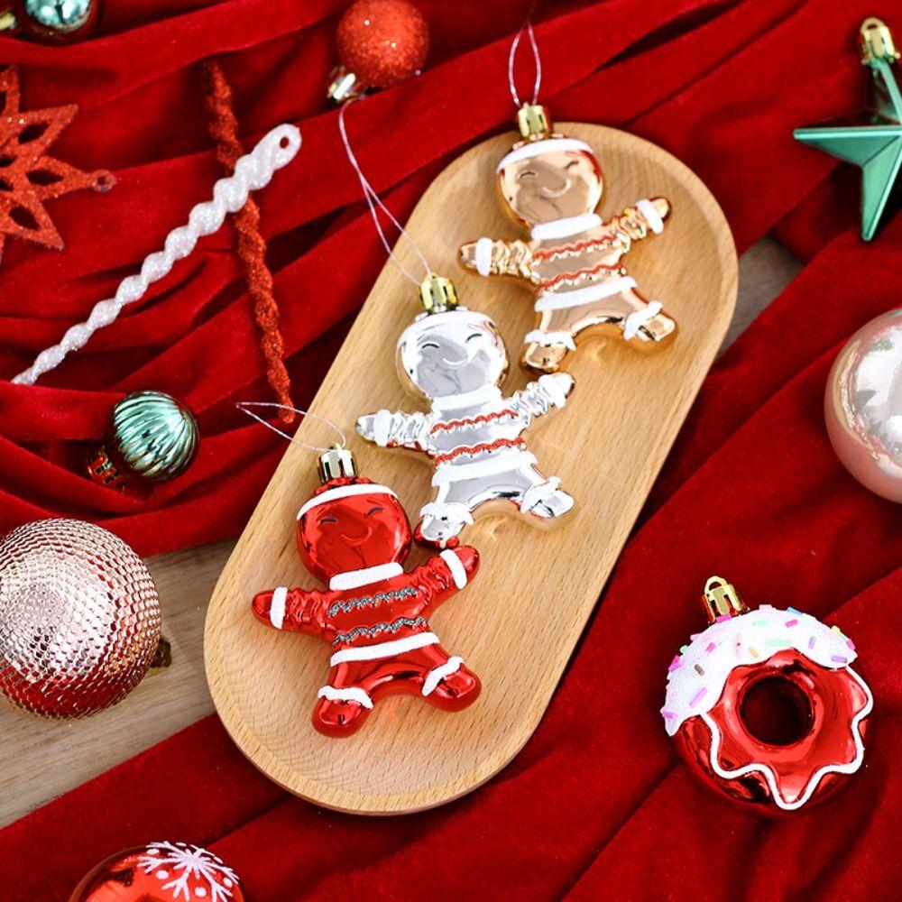 45PCS Gingerbread People Christmas Gingerbread Man European Style Plastics Christmas Tree Ornament DIY Painted Ball Multicolor