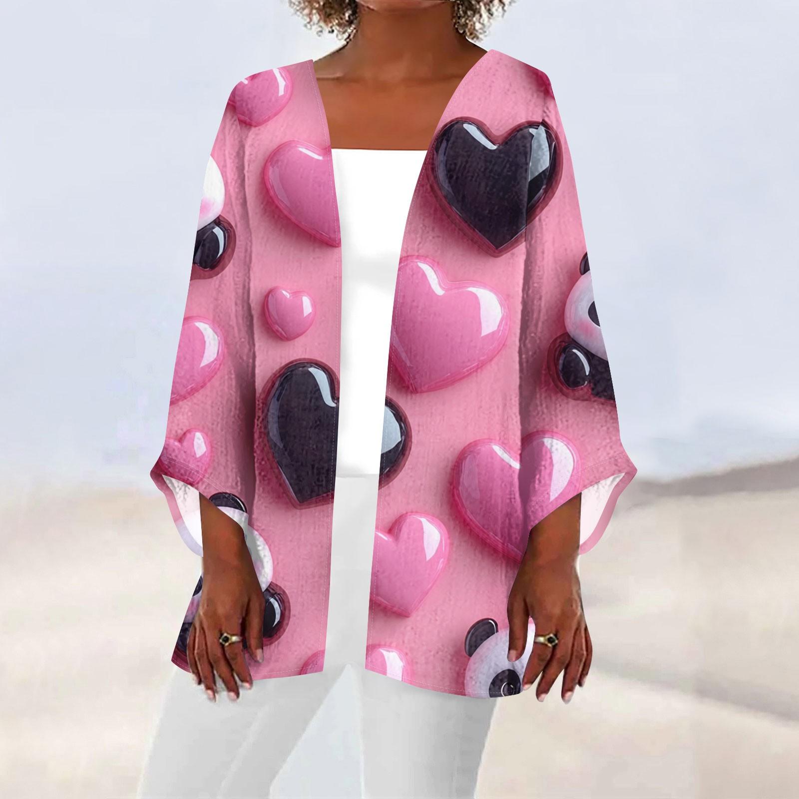 

Жіночий повсякденний і модний легкий жакет середньої довжини з принтом до Дня Святого Валентина XXXXXL чорний