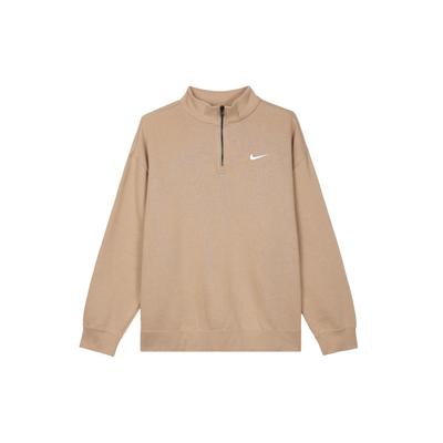 Einfarbiger Fleece-Logo-Pullover mit halbem Reißverschluss, lässig locker, Rundhalsausschnitt, American Vintage Sweatshirt, Winter, Damen-Sweatshirt, Mellow-Yellow, DC5425-200