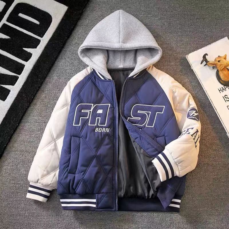 Boys padded jacket autumn and winter thickened baseball jacket cotton coat winter thin cotton children's cotton jacket two cotton