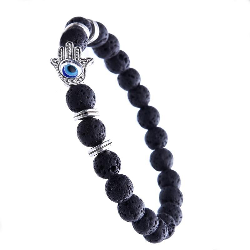 

Черный матовый бисер из лавового камня, браслет из бисера, женский браслет Фатима Хамса, мужской браслет, ювелирные изделия