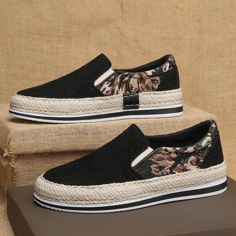 

Весенняя мужская обувь слипоны, тканевые туфли Старого Пекина, мужские ленивые кеды, парусиновые туфли рыбака 42 чёрный