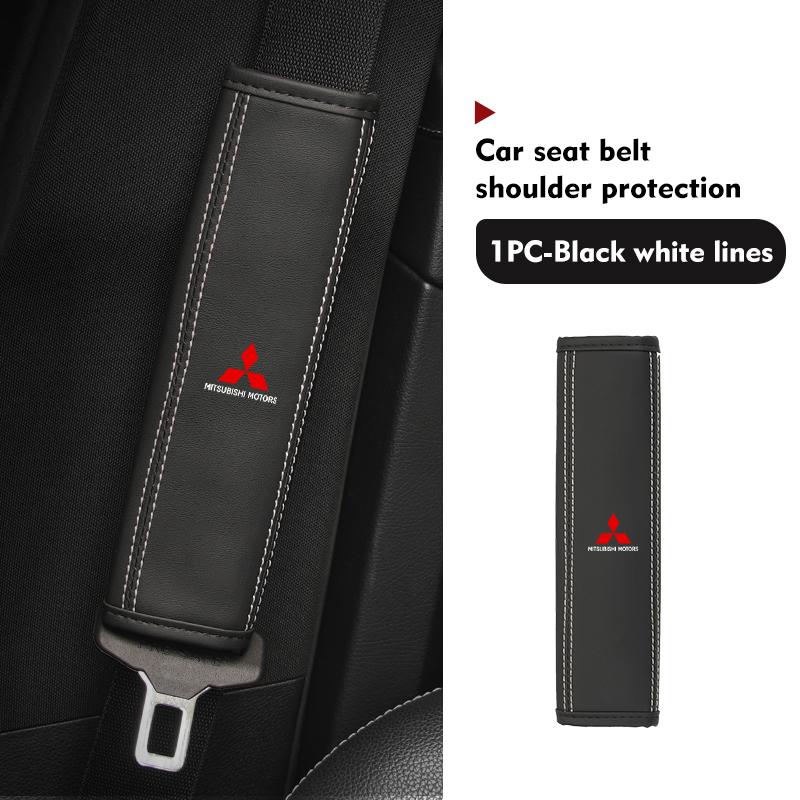 Car Logo Seat Belt Cover Shoulder Strap Protector Pads Interior Accessories For Mitsubishi Outlander Pajero Sport Lancer EX ASX