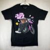 Juice WRLD Manga Anime Dirt Bike Grafický Potisk Vybledlá Černá Tričko Pánské Střední