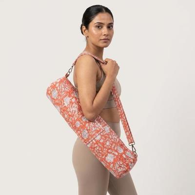Yoga Mat Bag Usalover925 Pink Quilted Cotton Floral Print Yoga 05