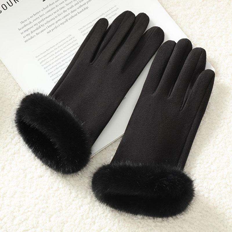 Women Cute Lovely Sweety Winter Keep Warm Touch Screen Add Velvet Windproof Gloves Cycling Solid Spontaneous Fever