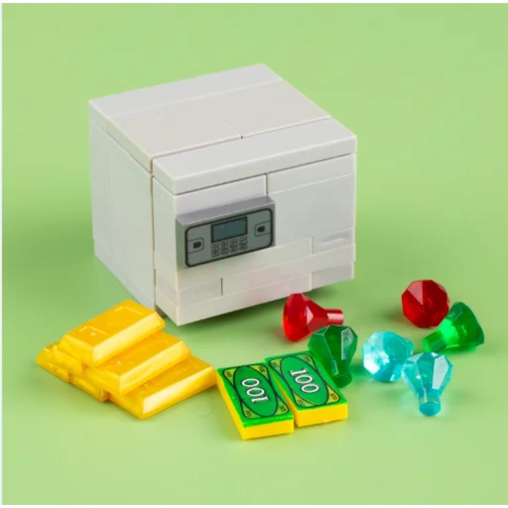 City Treasure Building Blocks MOC Dollar Cash Gold Silver Mine Egg Transparent Diamond ATM Machine Safe Money Bag DIY Toys K037