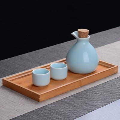 1 Pot of 2 Cups Vintage Ceramic Sake Pot Cups Set Flagon Liquor Cup Spirits Cups Set Japanese Sake Wine Set