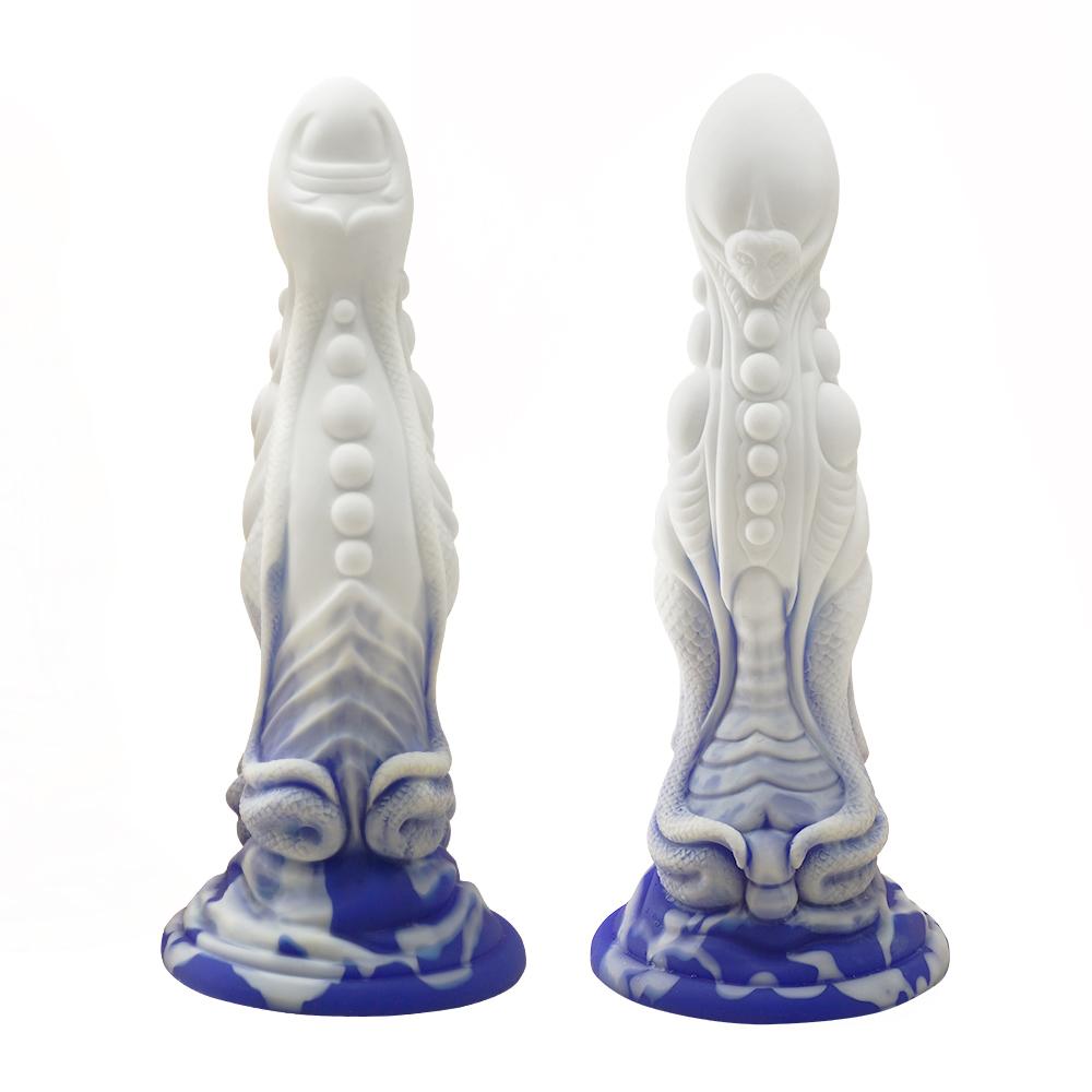 Liquid Silicone Blend Dildo Twin Viper Special Shape Penis Soft Anal Plug Female Adult Viper Special Shape